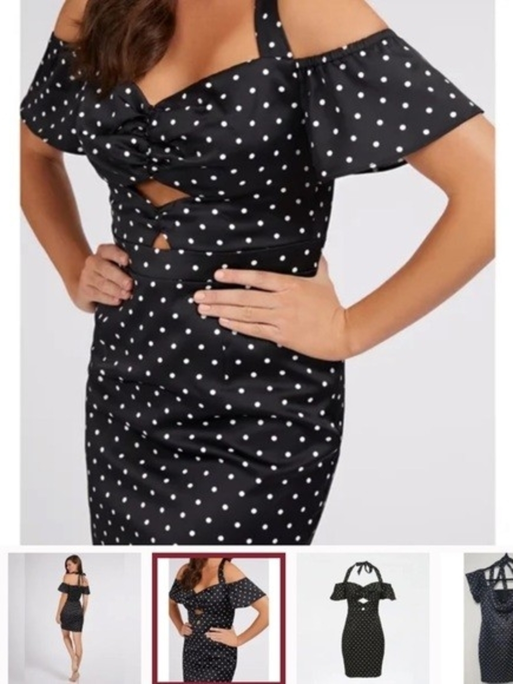 Nwt Guess Polka Dot Black & White Halter Neck Dress with 2 Centered Keyholes
